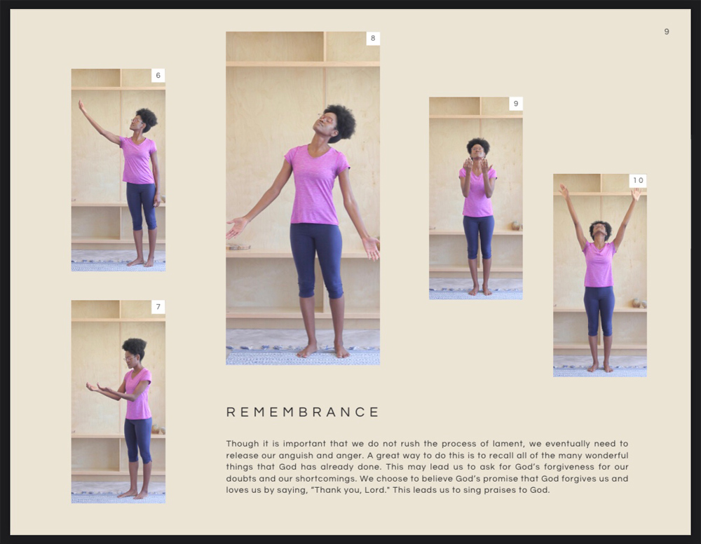 Woman practices remembrance exercises 