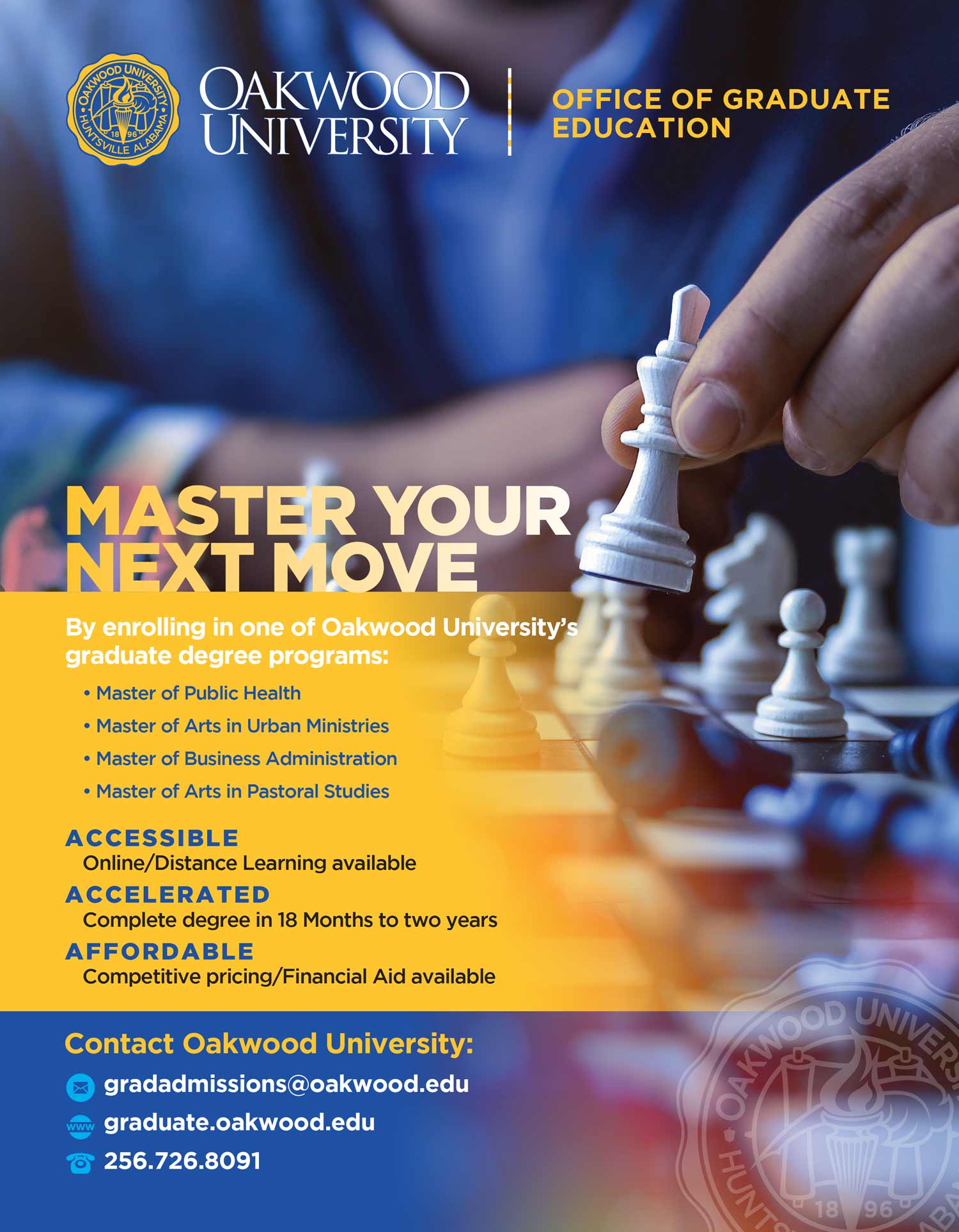 Oakwood University Masters Program Advertisement