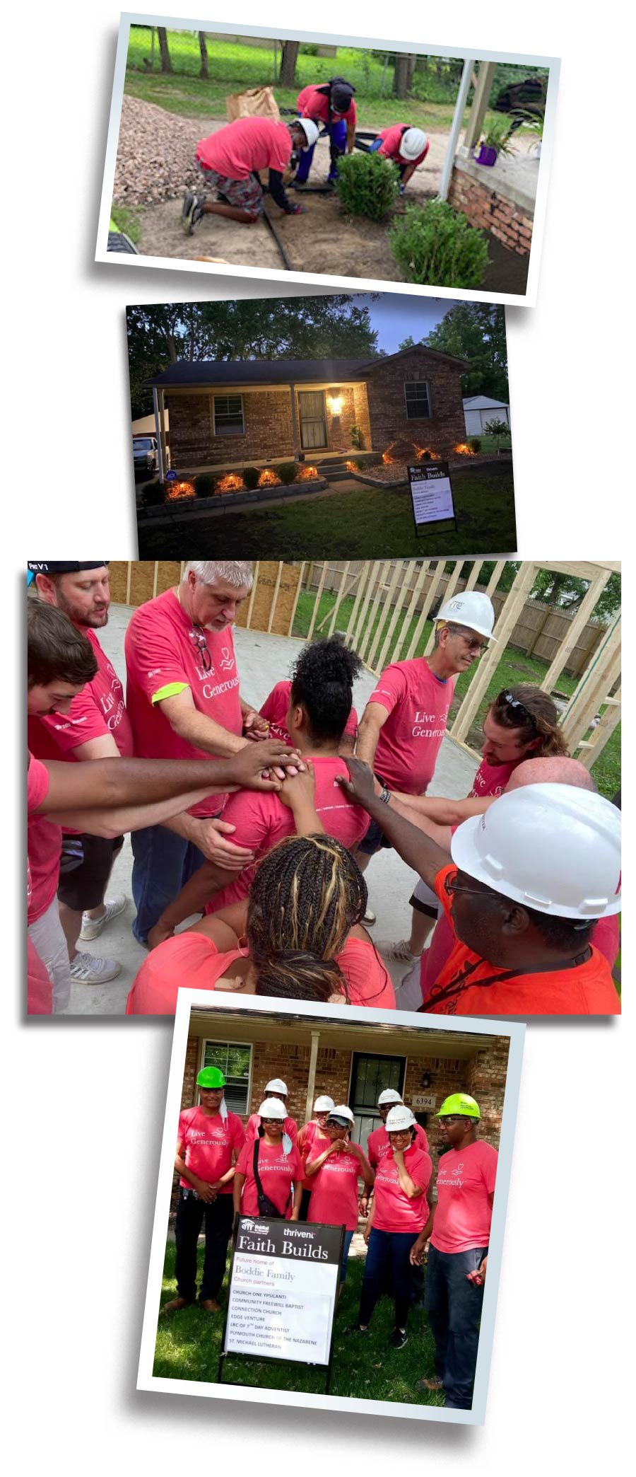 A collage of the team working on the home