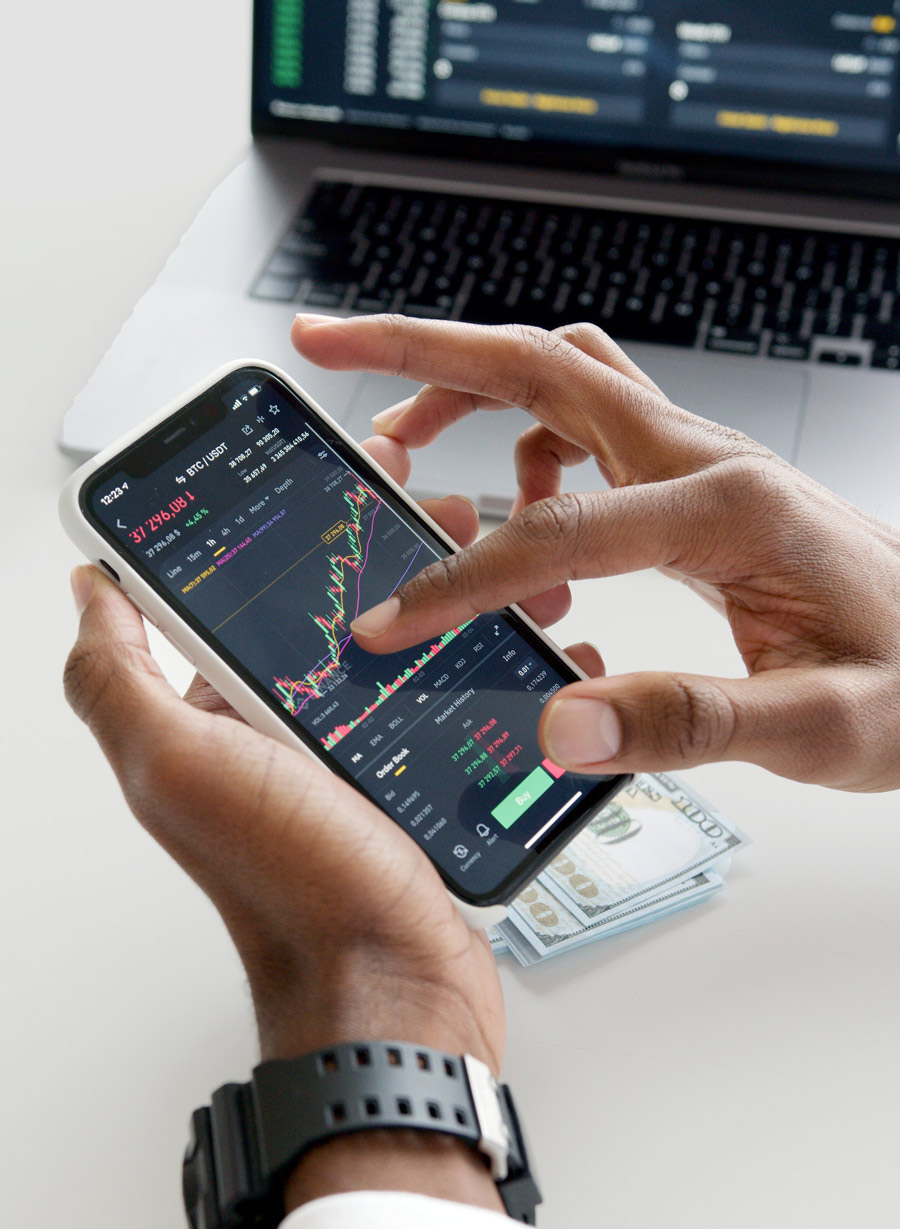 Stock app being used