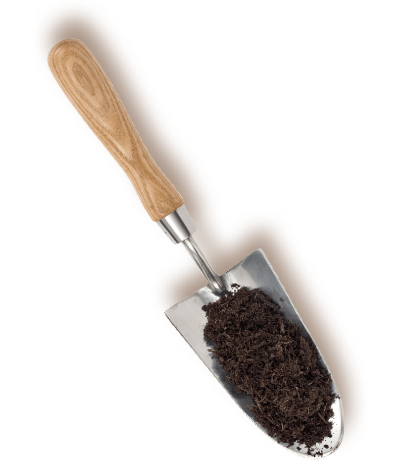 a garden shovel and dirt in it