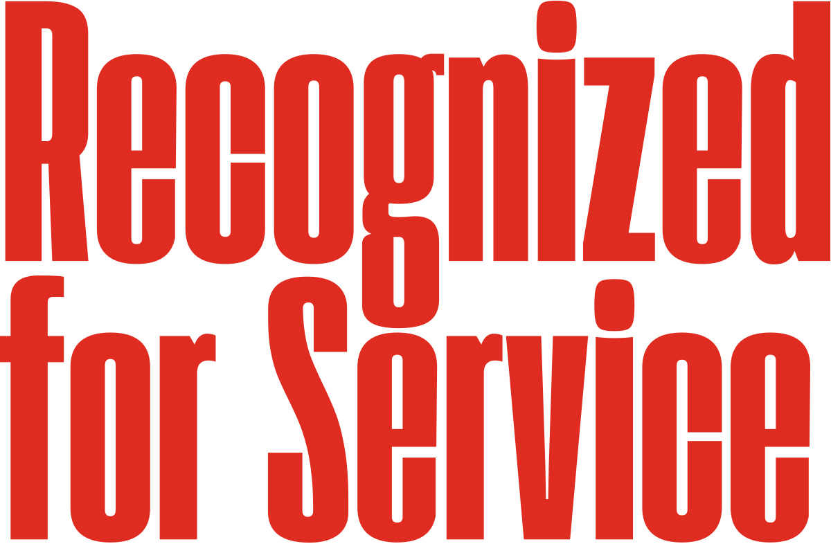 Recognized for Service typography