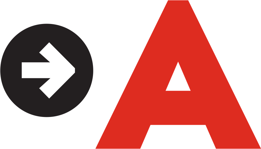 letter a with black arrow