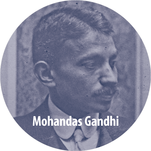 black and white portrait of a young Mohandas Gandhi