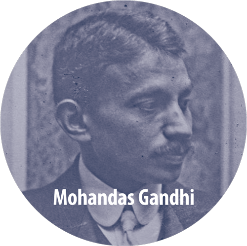 Mohandas Gandhi black and white portrait of a young Mohandas Gandhi