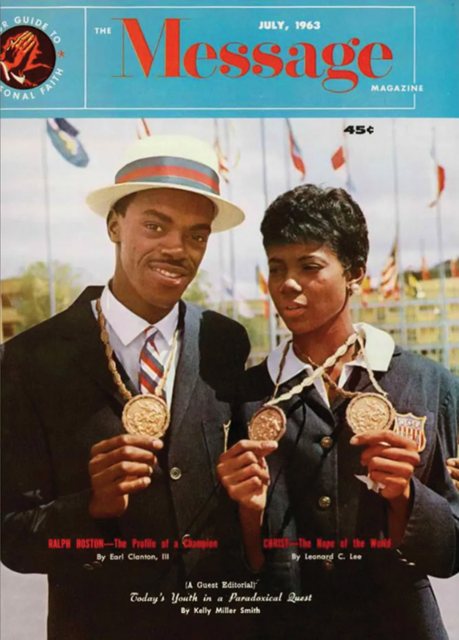 Classic cover of The Message magazine - a man in a boater hat and woman decorated with medals