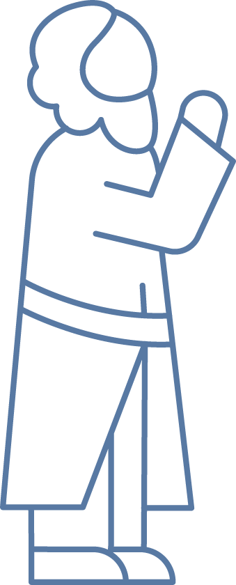 religious line drawing of a man praying