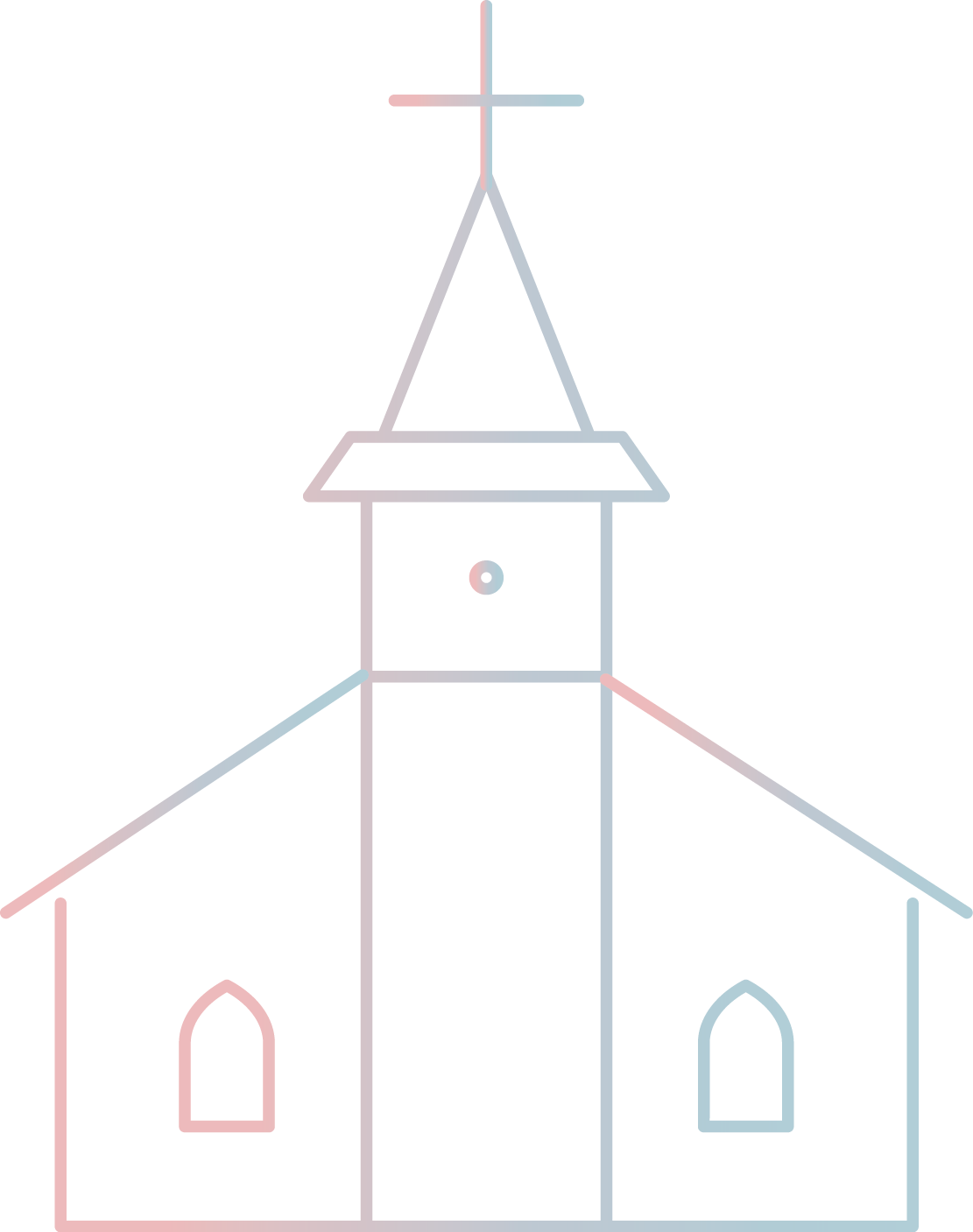 line drawing of a church