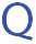 Uppercase letter Q in blue