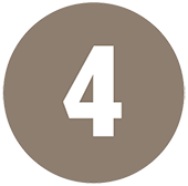 Circular brown icon with a white number four numeral inside