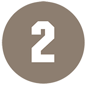 Circular brown icon with a white number two numeral inside