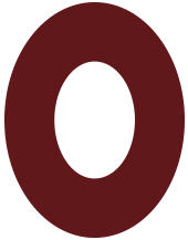 Dropcap uppercase letter O in magenta
