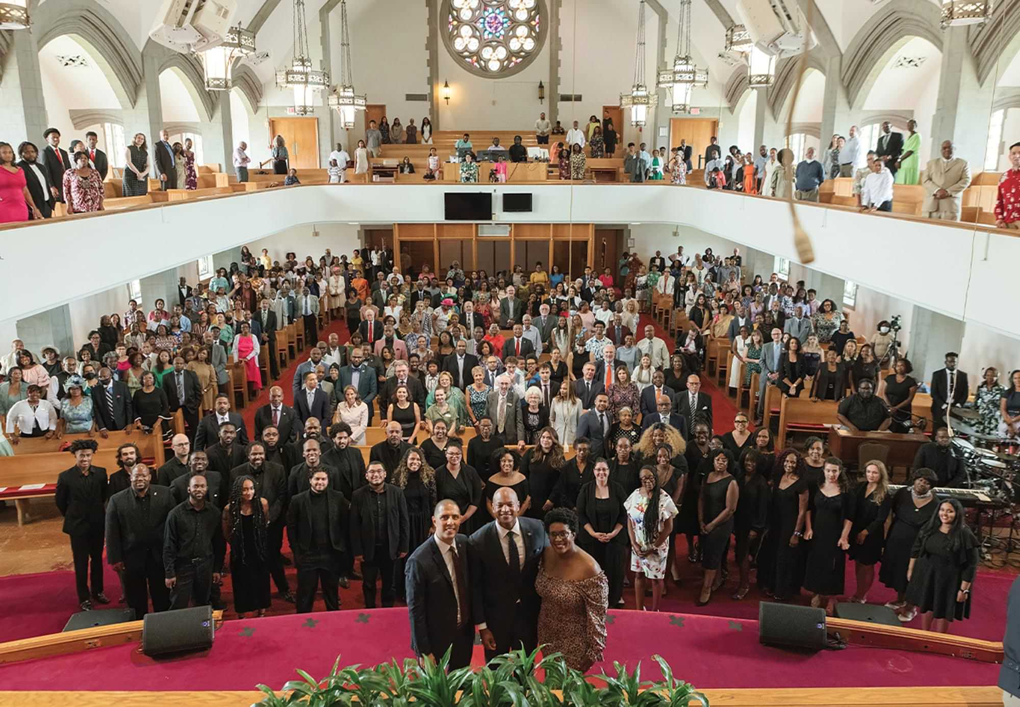 high angle and wide view of the congregation at Takoma Park SDA Church