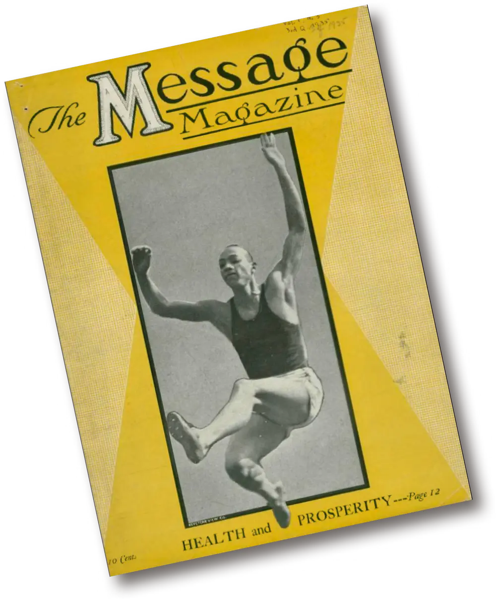 July/August 1935 issue cover of Message Magazine