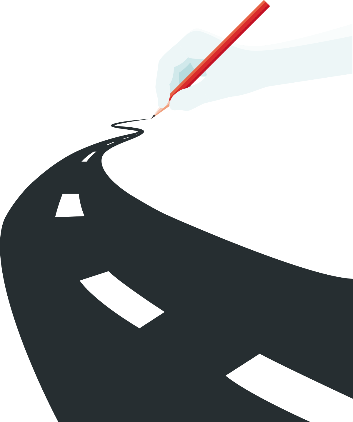digital illustration of hand drawing road