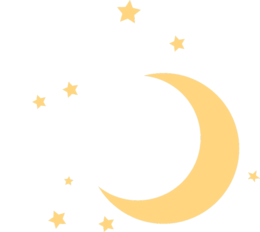 illustration of crescent moon and stars 