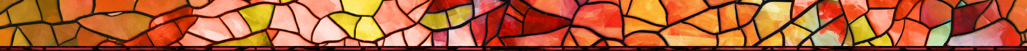 red, orange, pink, yellow, and brown stained glass