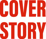 Bold red and black text reading "COVER STORY," with a black underline beneath the words, set against a transparent background.