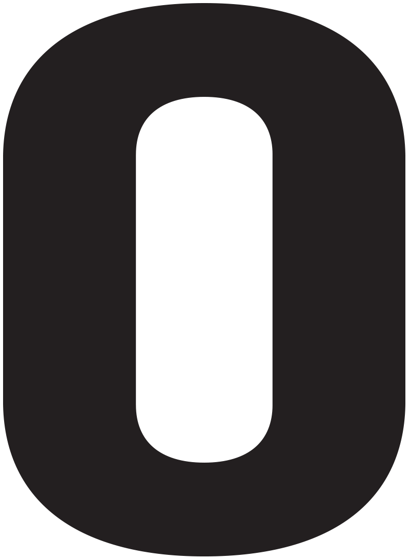 Uppercase letter O dropcap in black