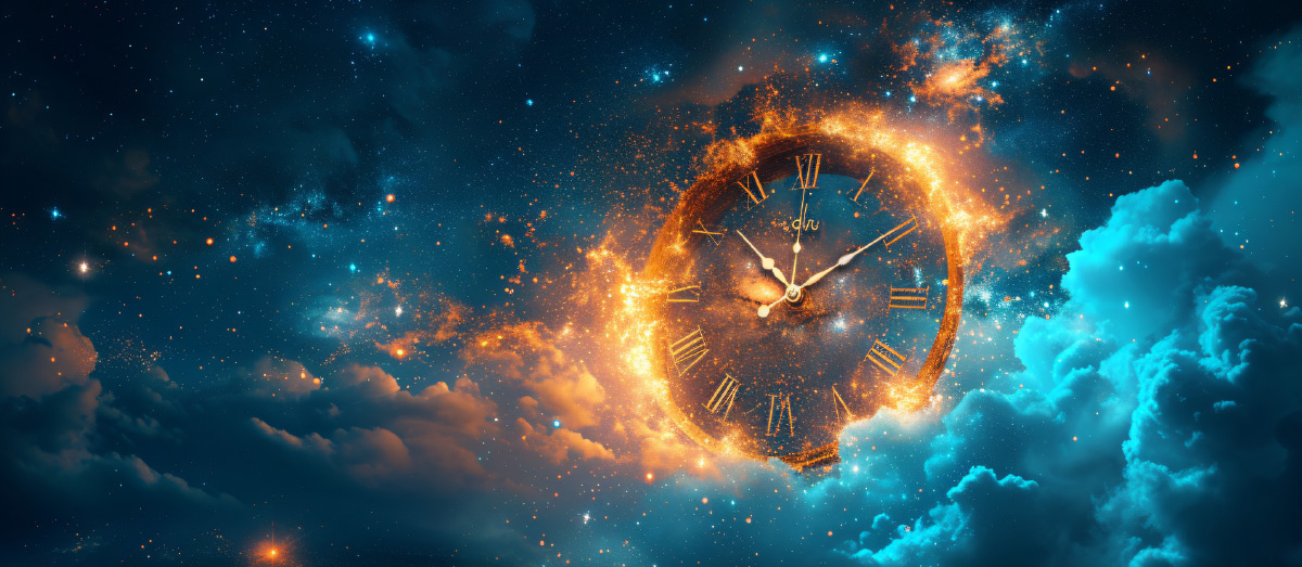 space galaxy in the shape of a clock