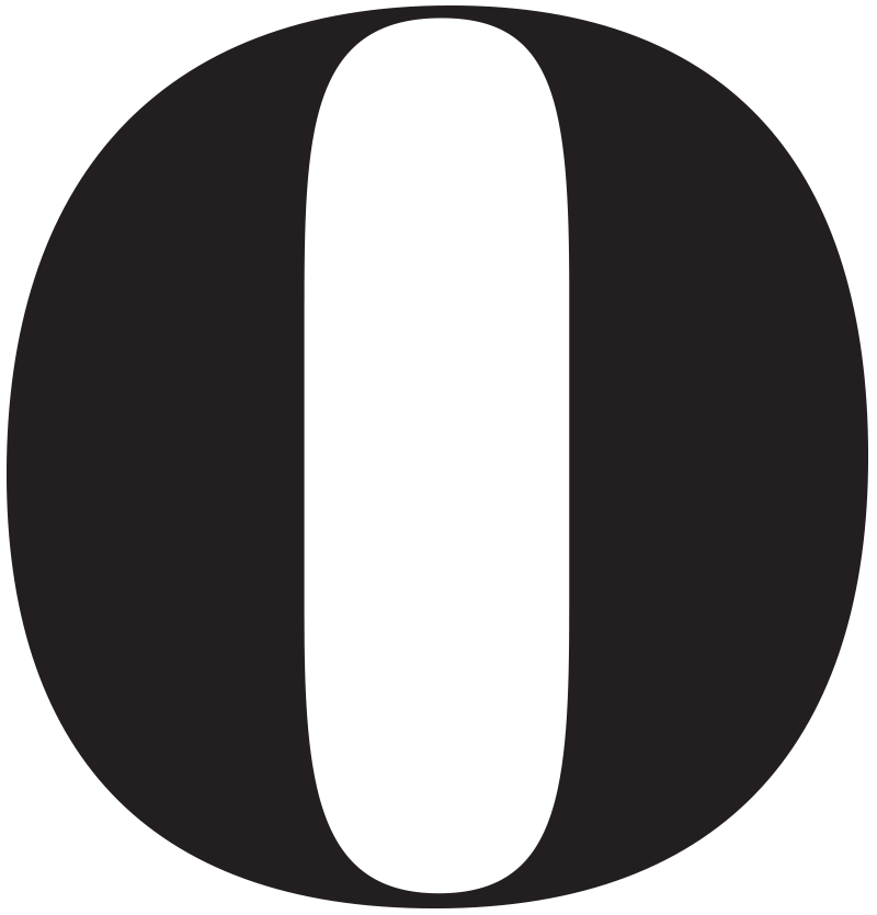 Uppercase letter O dropcap in black