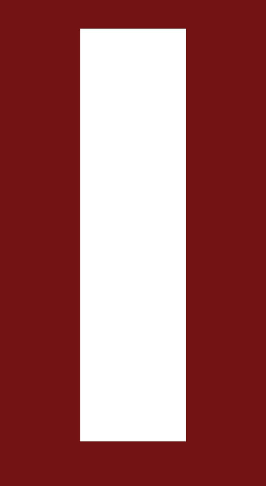 Uppercase letter I dropcap in white with a burgundy background behind the letter